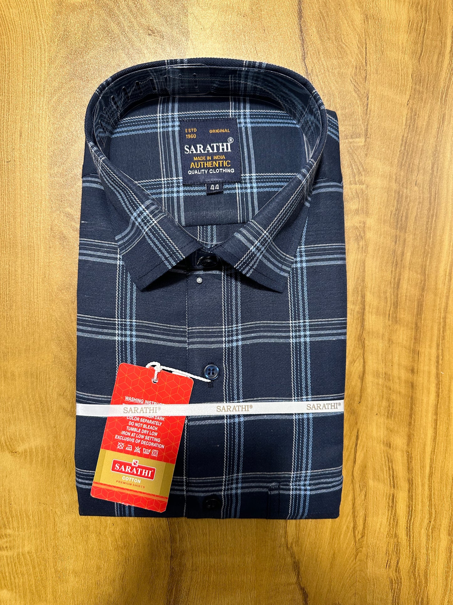 Pure Cotton Blue Check Shirt (44 FS)