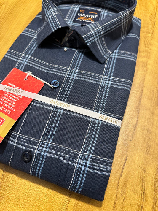Pure Cotton Blue Check Shirt SLSHIRT 44 FS