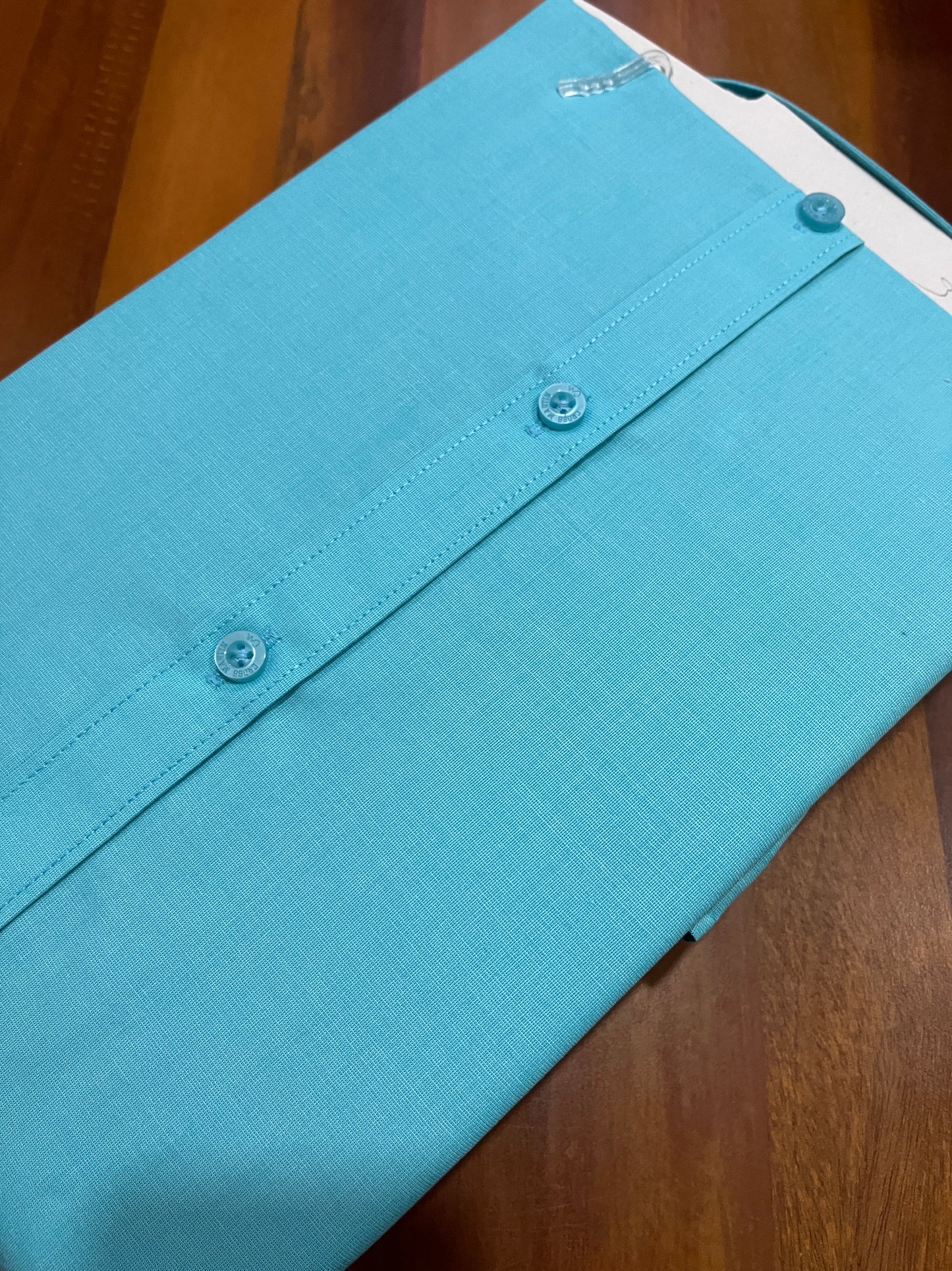 Pure Cotton Turquoise Solid Shirt (42 FS)