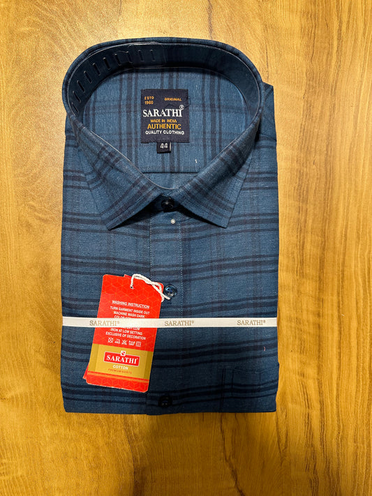 Pure Cotton Blue Check Shirt (44 FS)