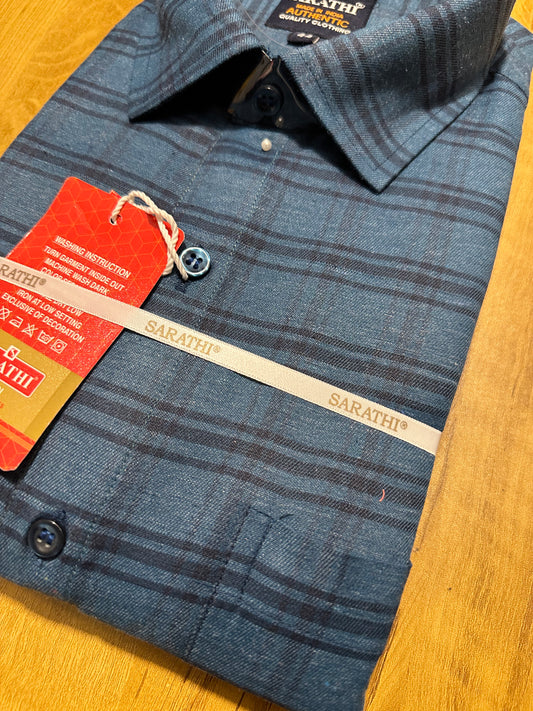 Pure Cotton Blue Check Shirt (44 FS)