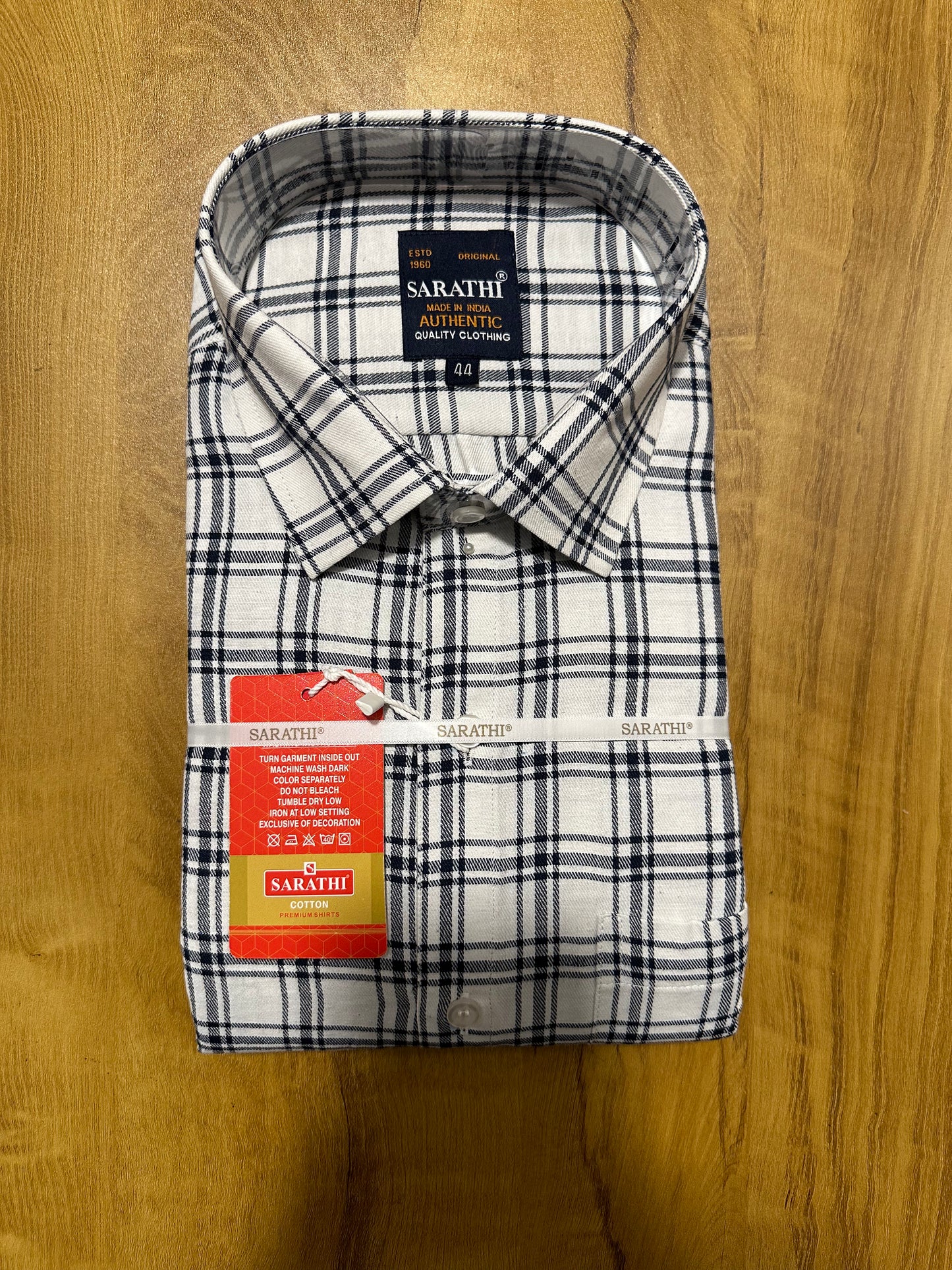 Pure Cotton White Check Shirt (44 FS)