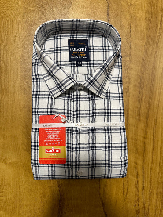 Pure Cotton White Check Shirt (44 FS)