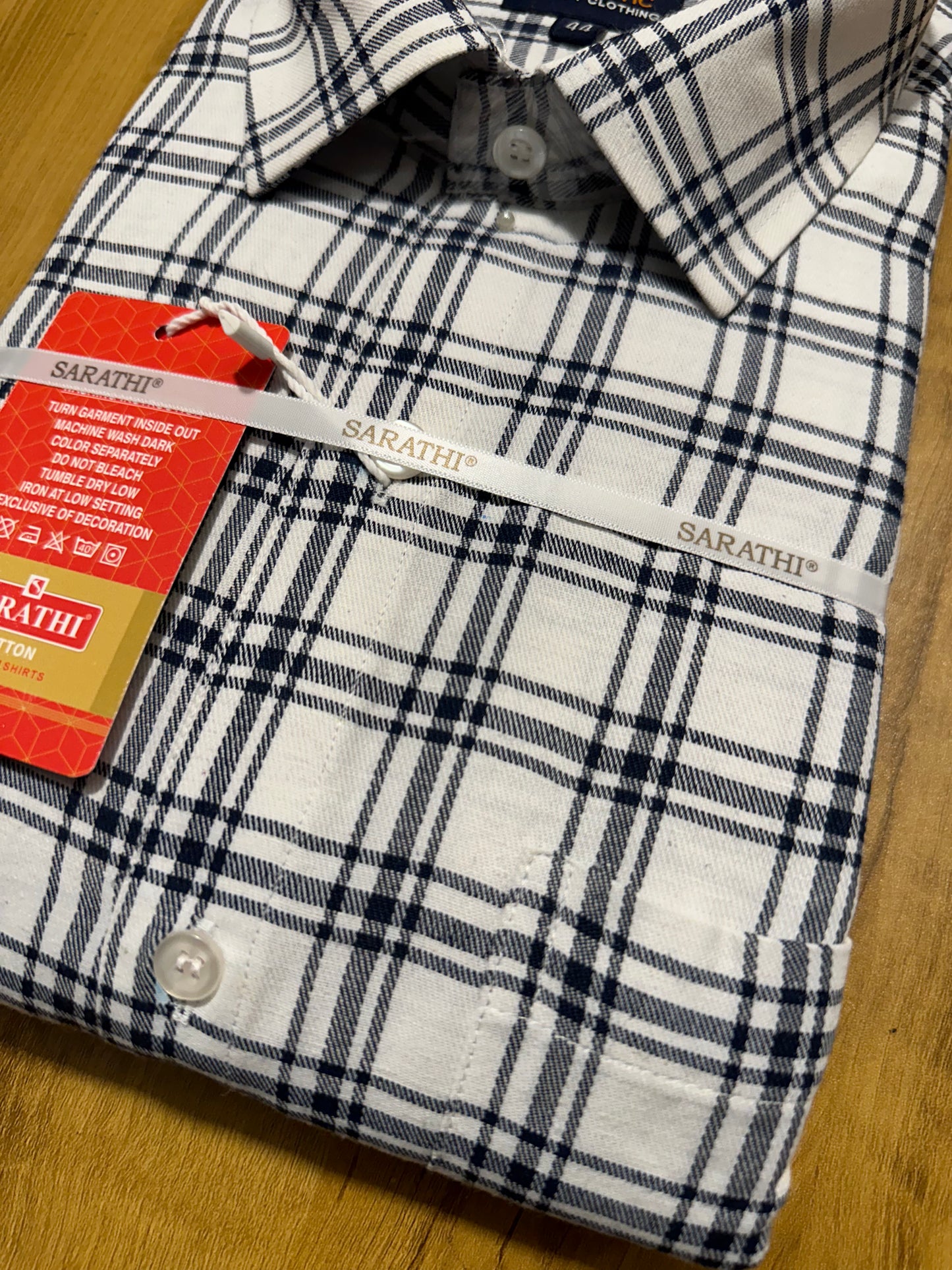 Pure Cotton White Check Shirt (44 FS)