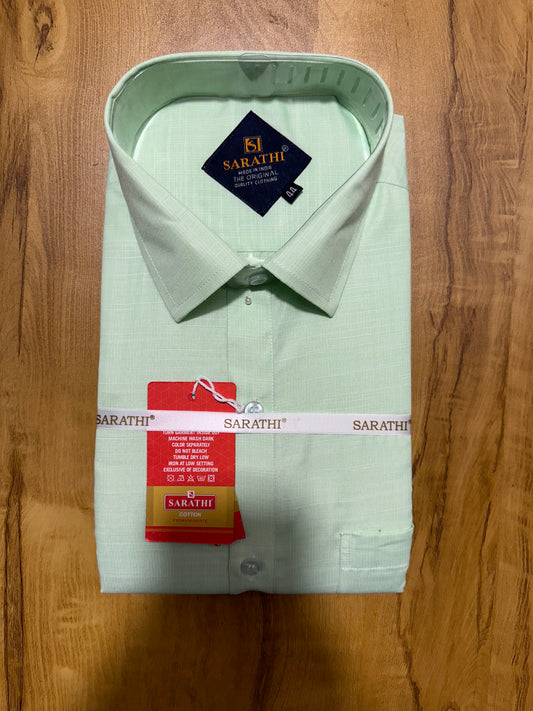 Pure Cotton Green Plain Shirt (44 FS)