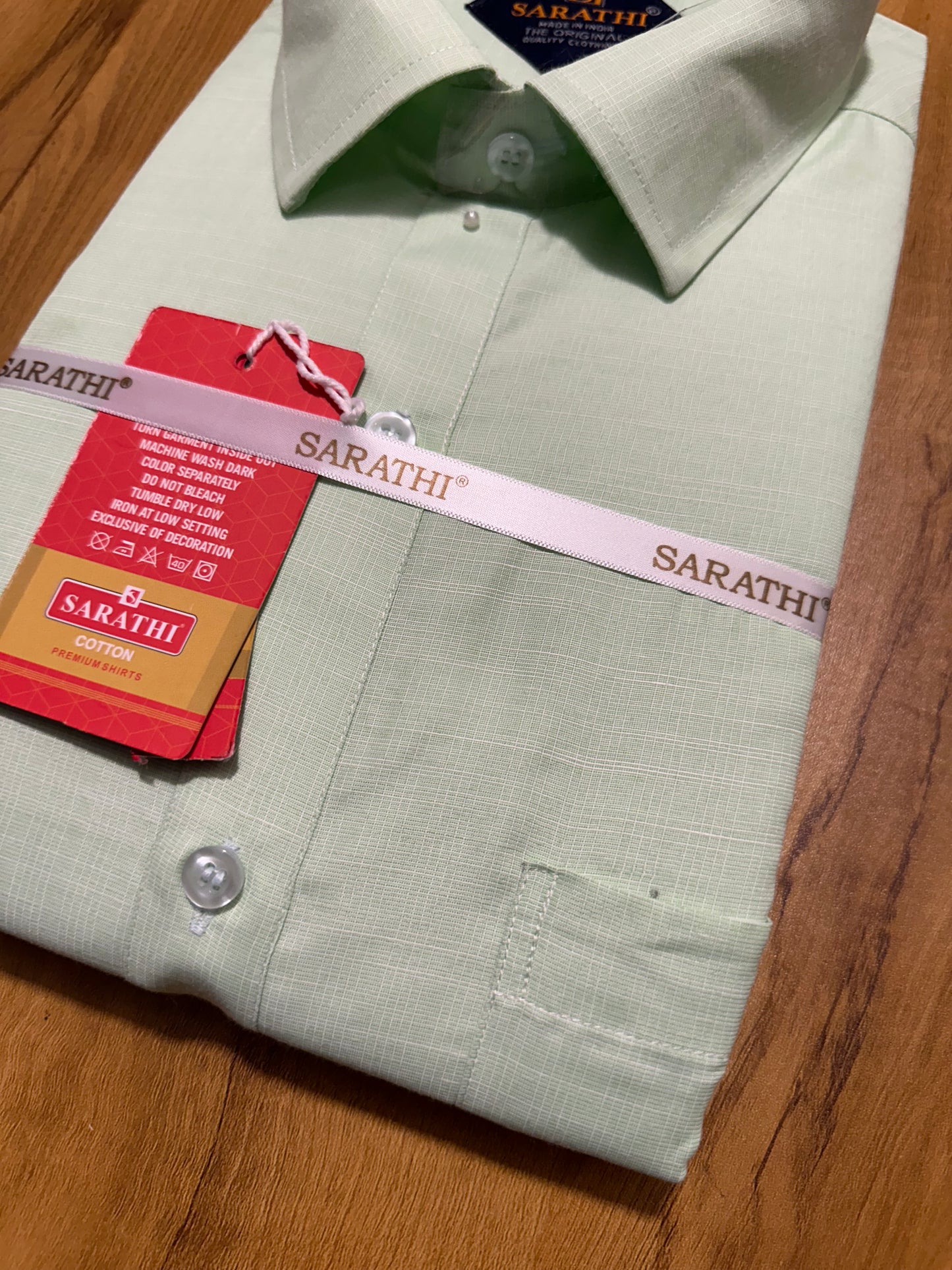 Pure Cotton Green Plain Shirt (44 FS)