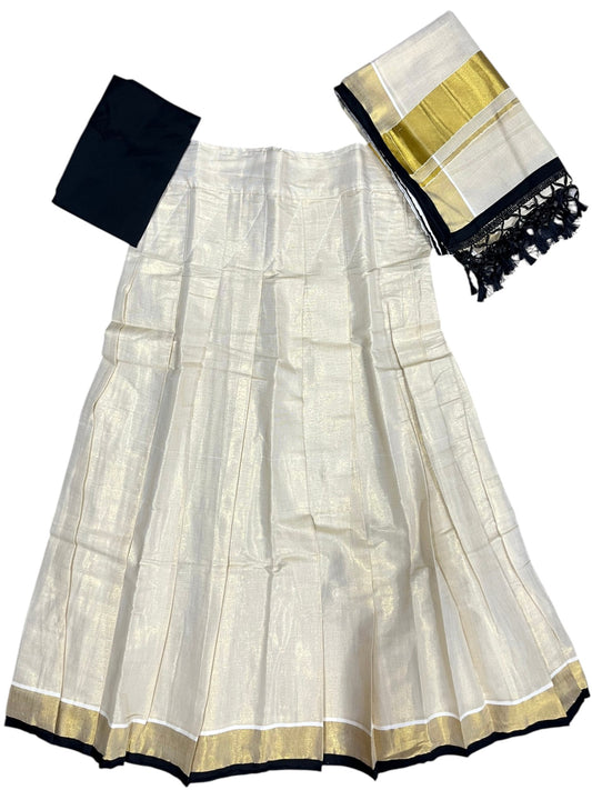 Southloom Semi Stitched Tissue Dhavani Set with Pavada and Black Blouse Piece