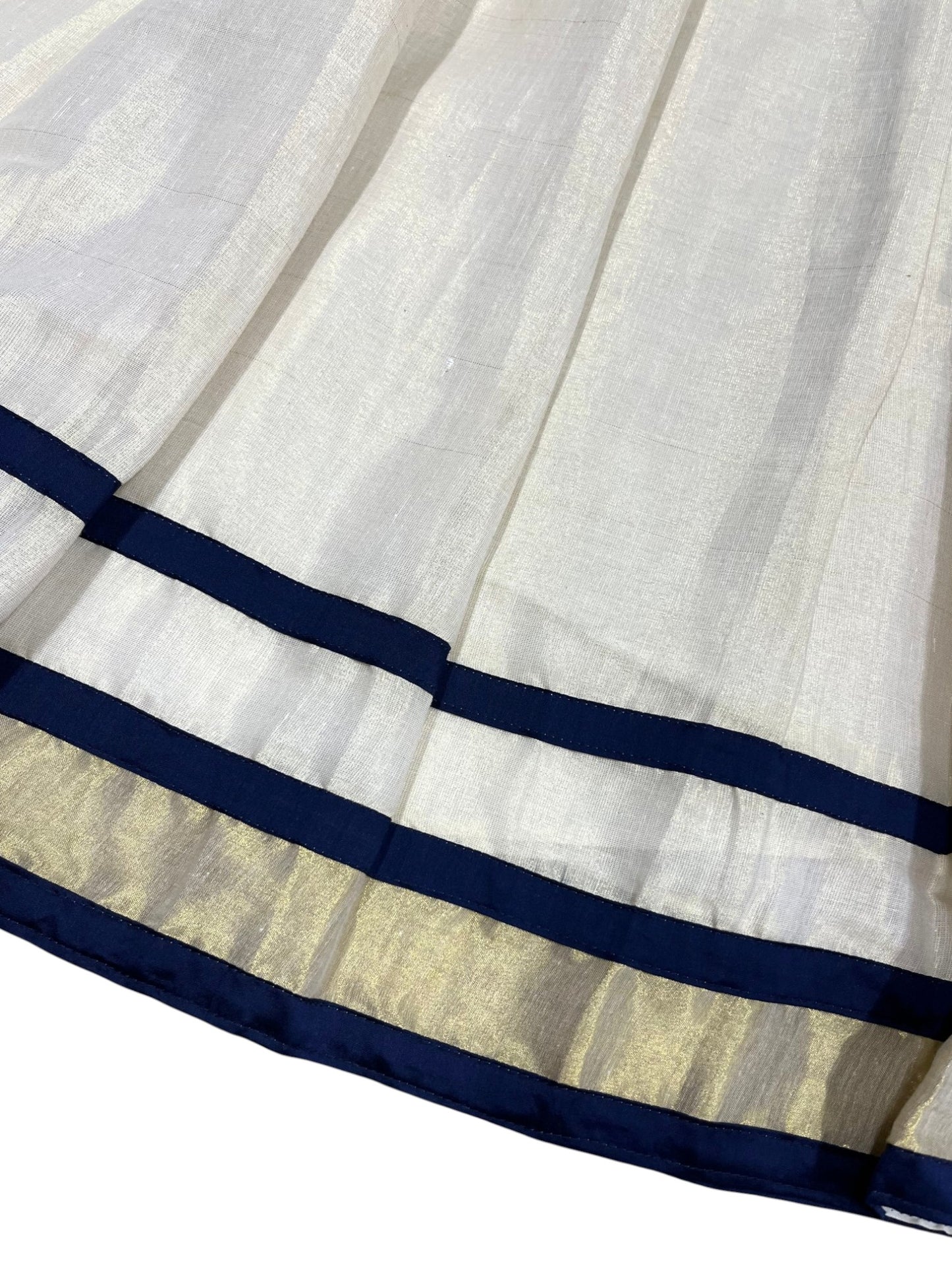Southloom Semi Stitched Tissue Dhavani Set with Pavada and Blue Blouse Piece