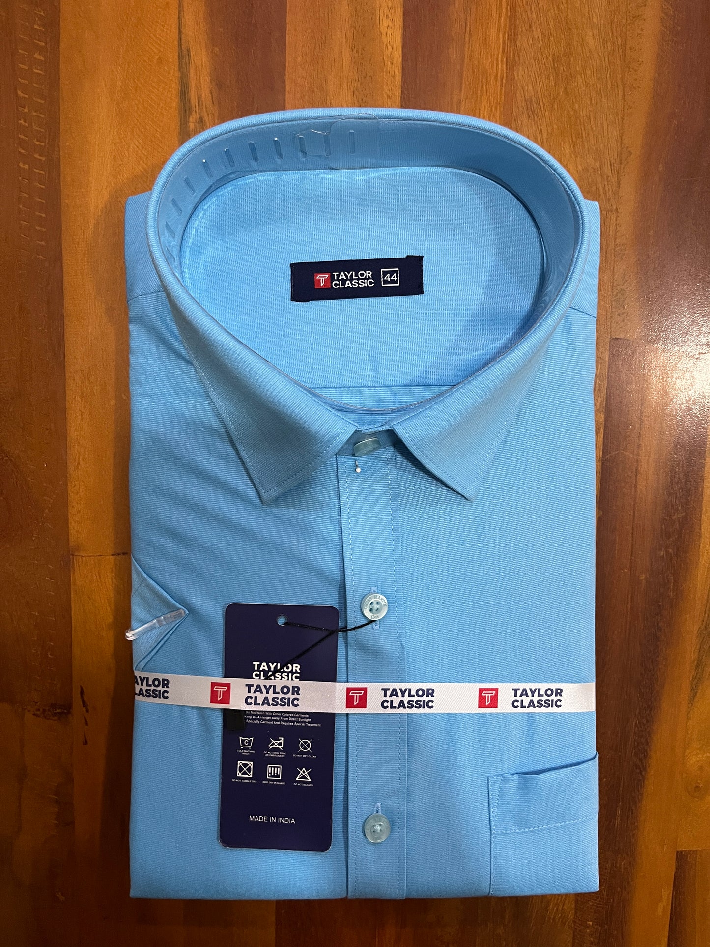Pure Cotton Blue Solid Shirt (44 HS)