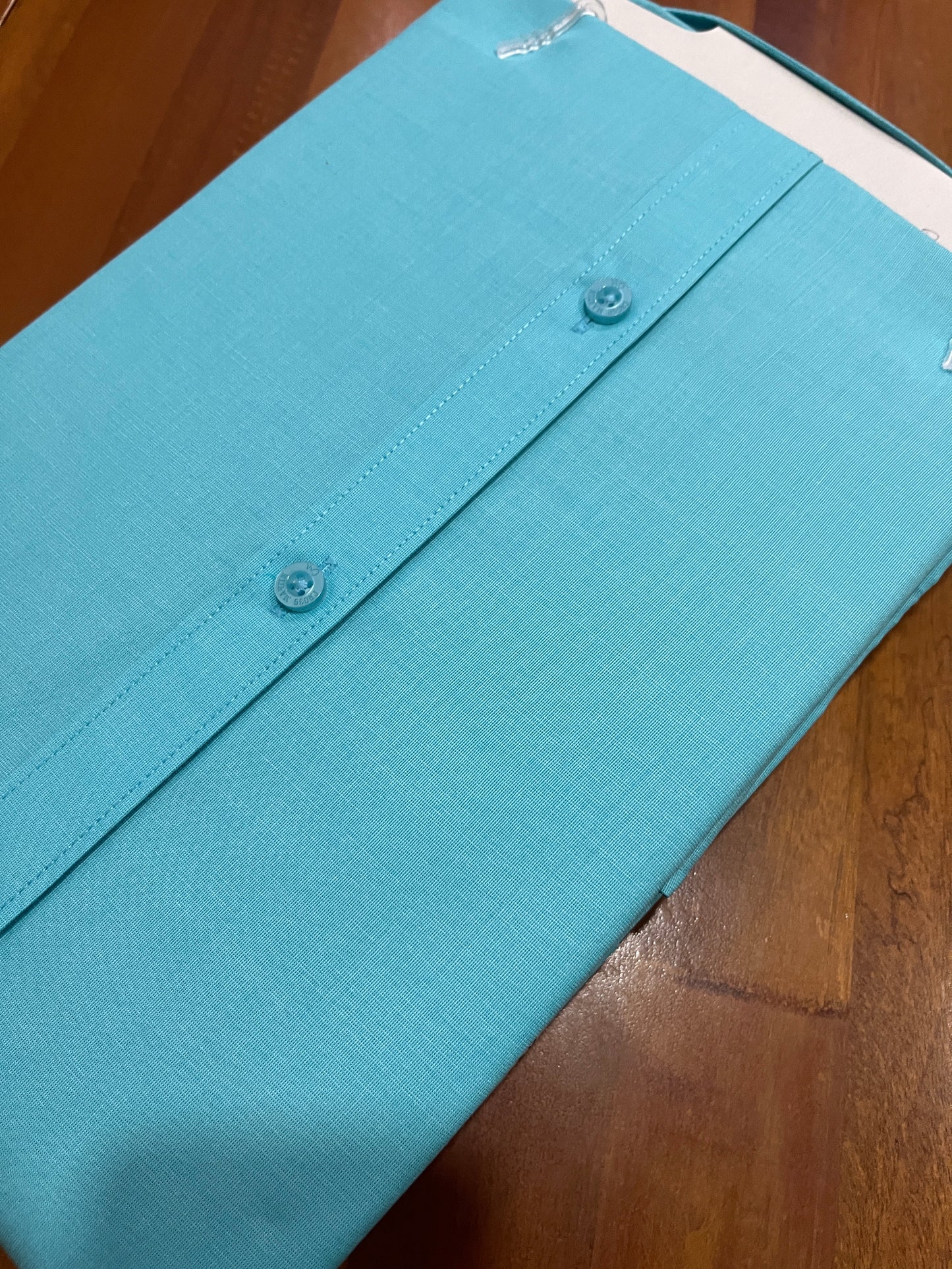 Pure Cotton Turquoise Solid Shirt (44 HS)