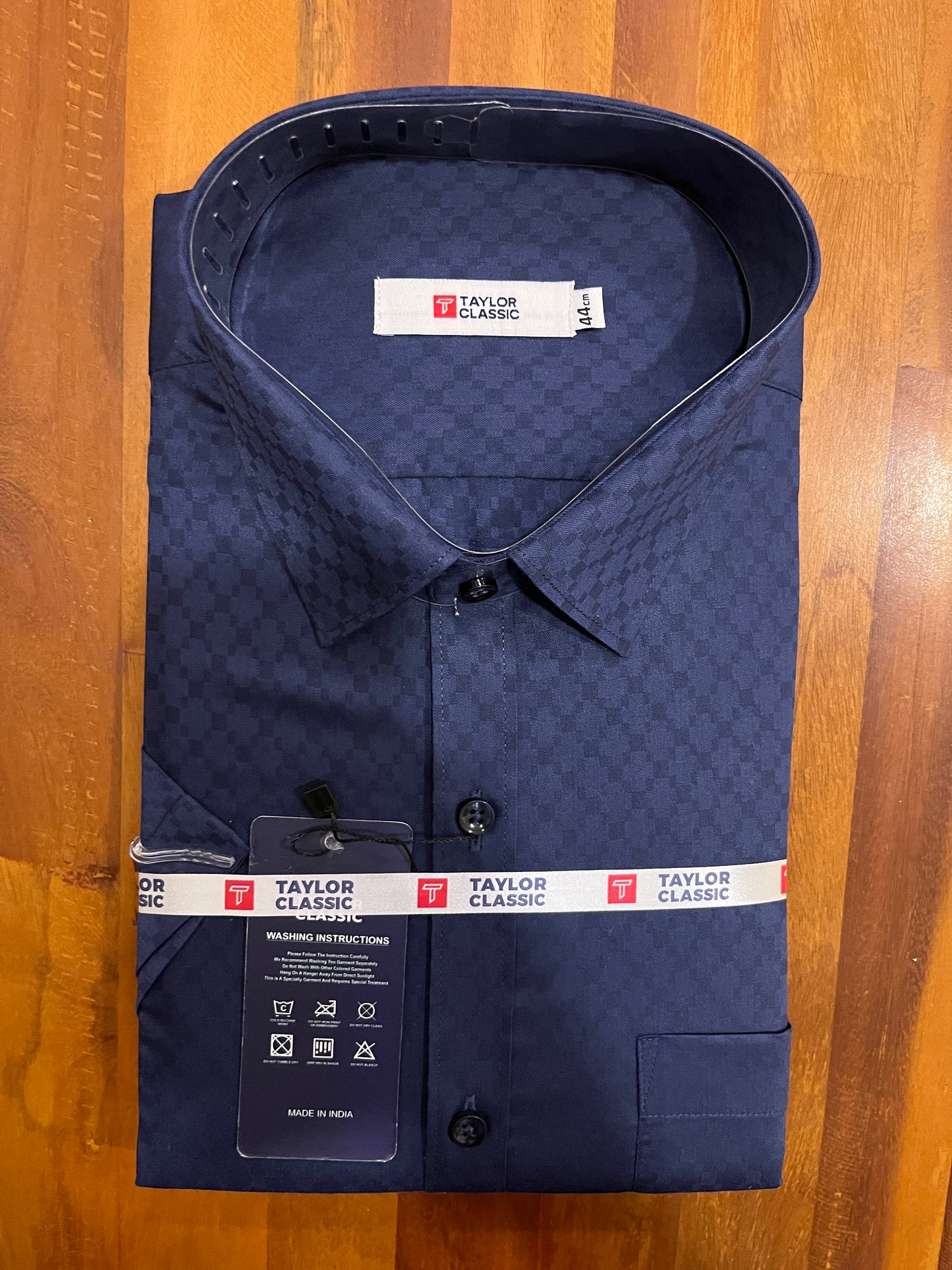 Pure Cotton Navy Blue Sewing Patterns Shirt (44 HS)