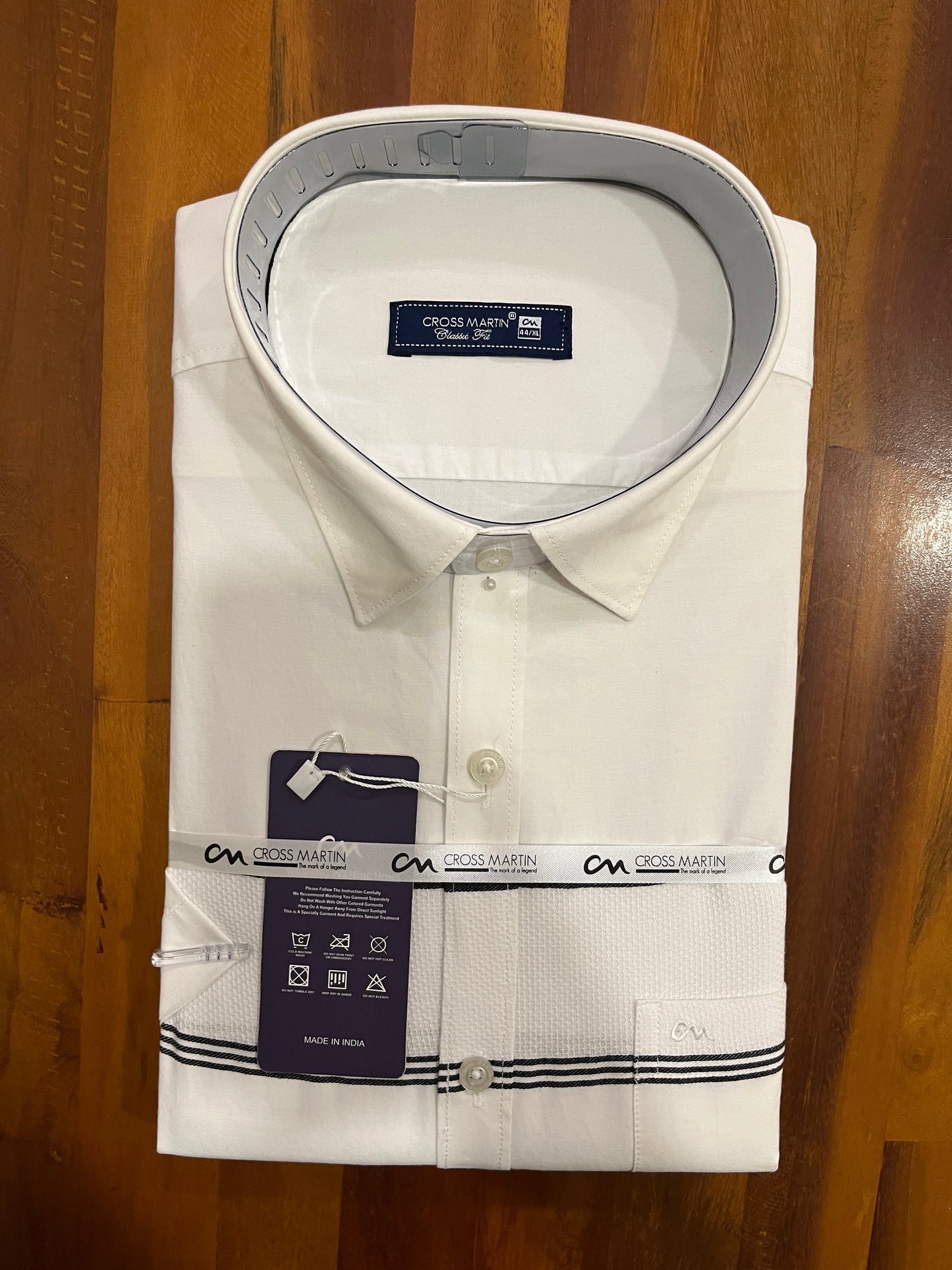 Pure Cotton Black Lines on Pure White Shirt (44 HS)