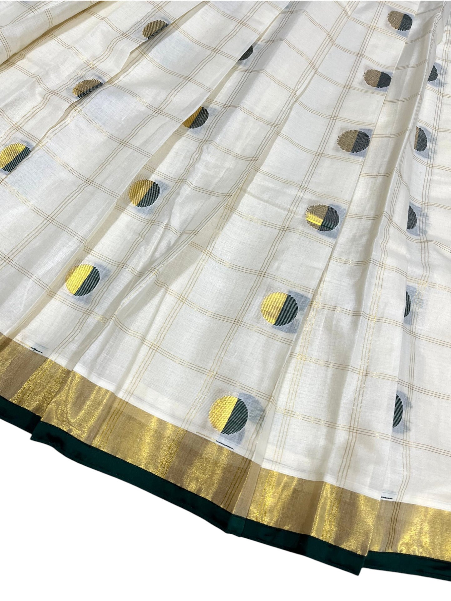 Southloom Semi Stitched Cotton Dhavani Set with Pavada and Green Blouse Piece