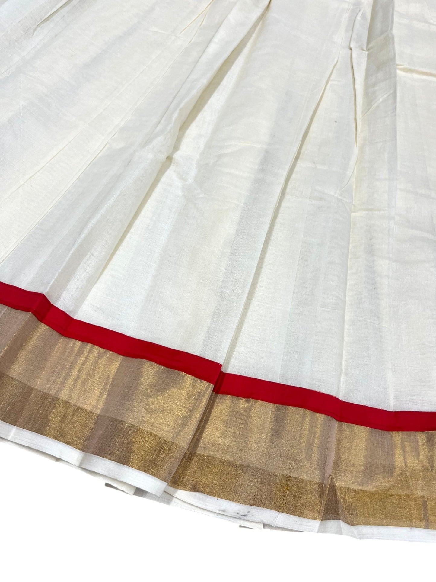 Southloom Semi Stitched Design Cotton Dhavani Set with Pavada and Red In Blouse Piece
