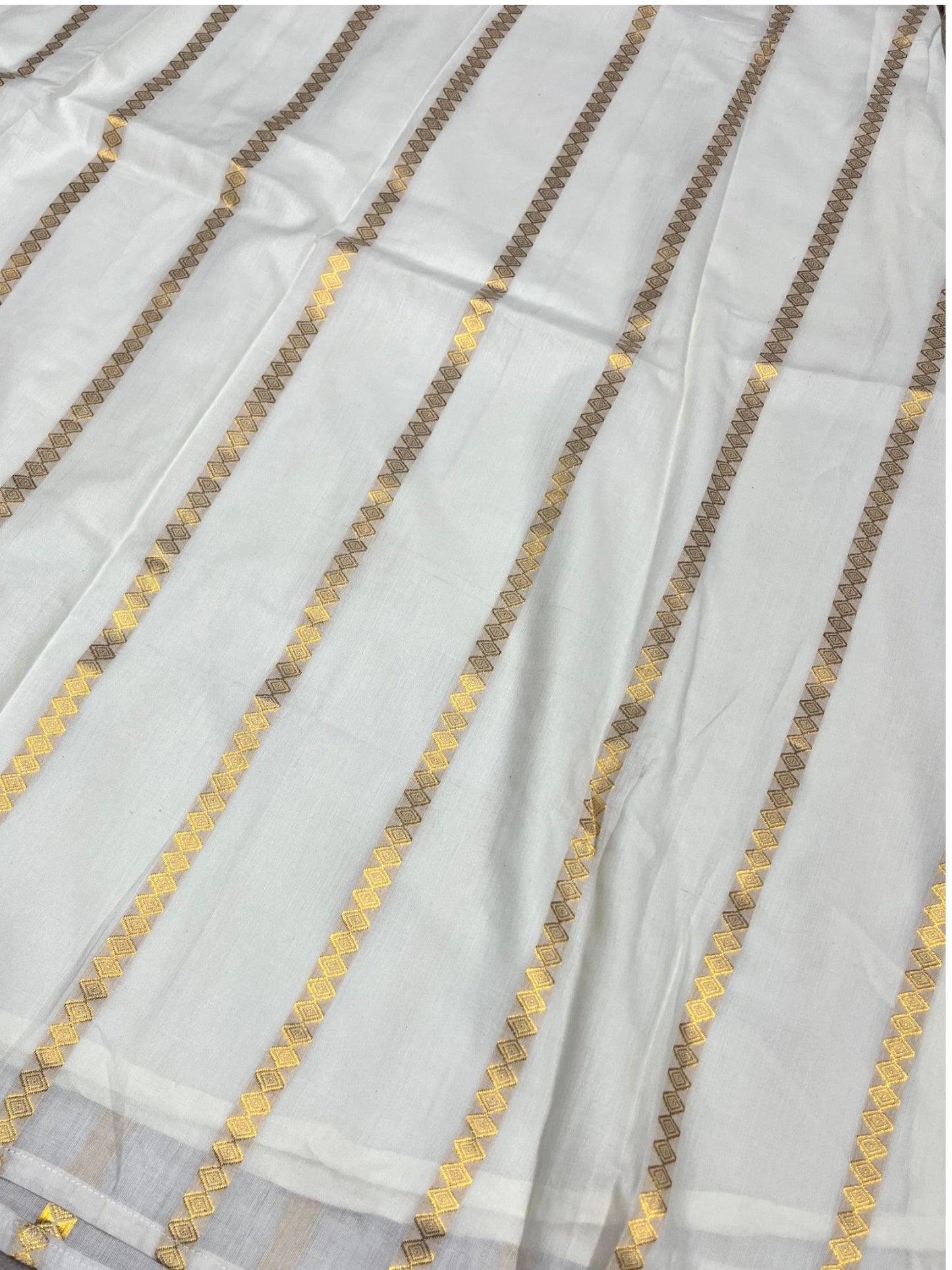 Southloom Stitched Cotton Stripes Dhavani Set with Pavada and Purple Blouse Piece