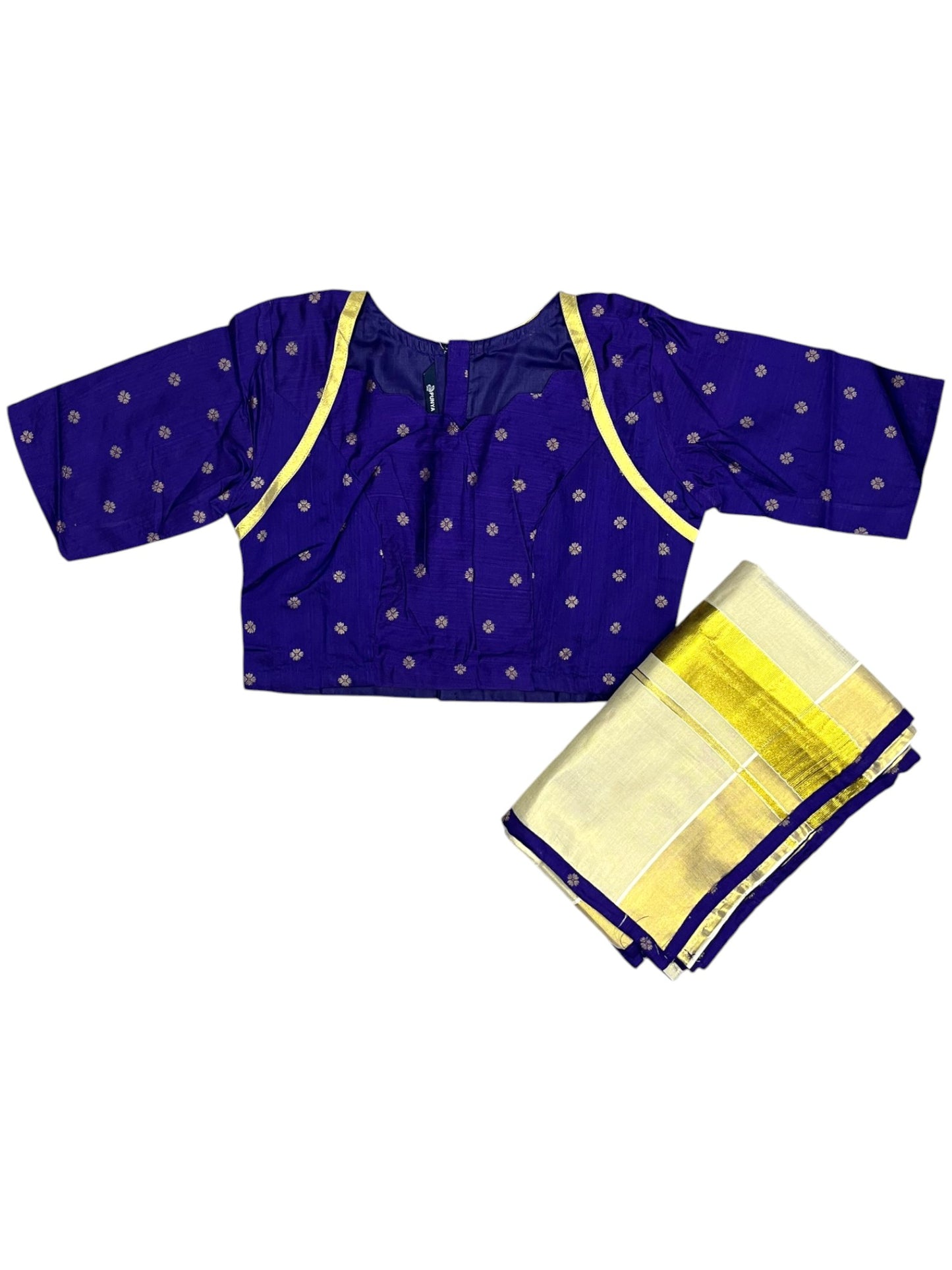 Southloom Stitched Tissue Dhavani Set with Pavada and Violet Blouse Piece