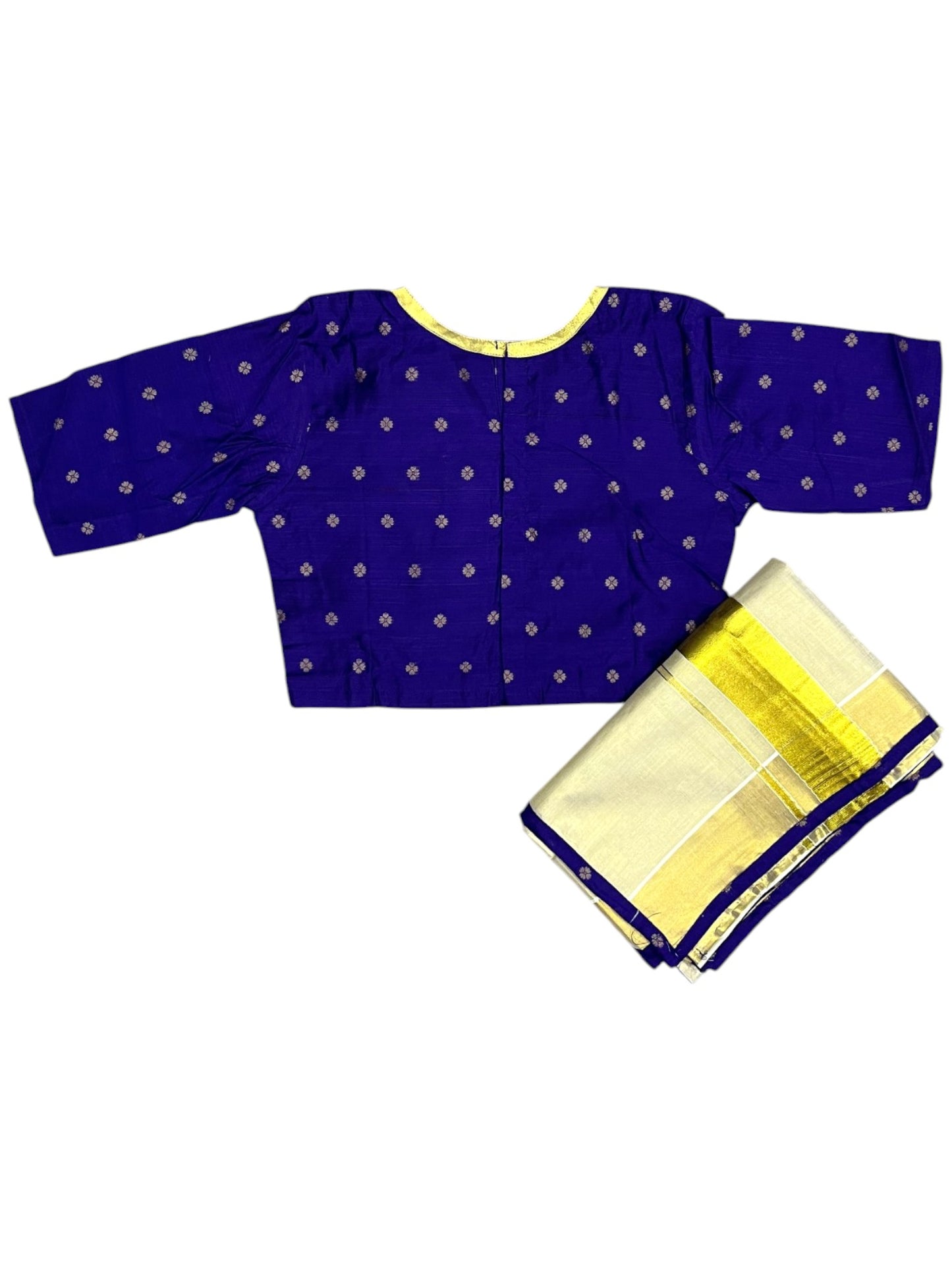 Southloom Stitched Tissue Dhavani Set with Pavada and Violet Blouse Piece