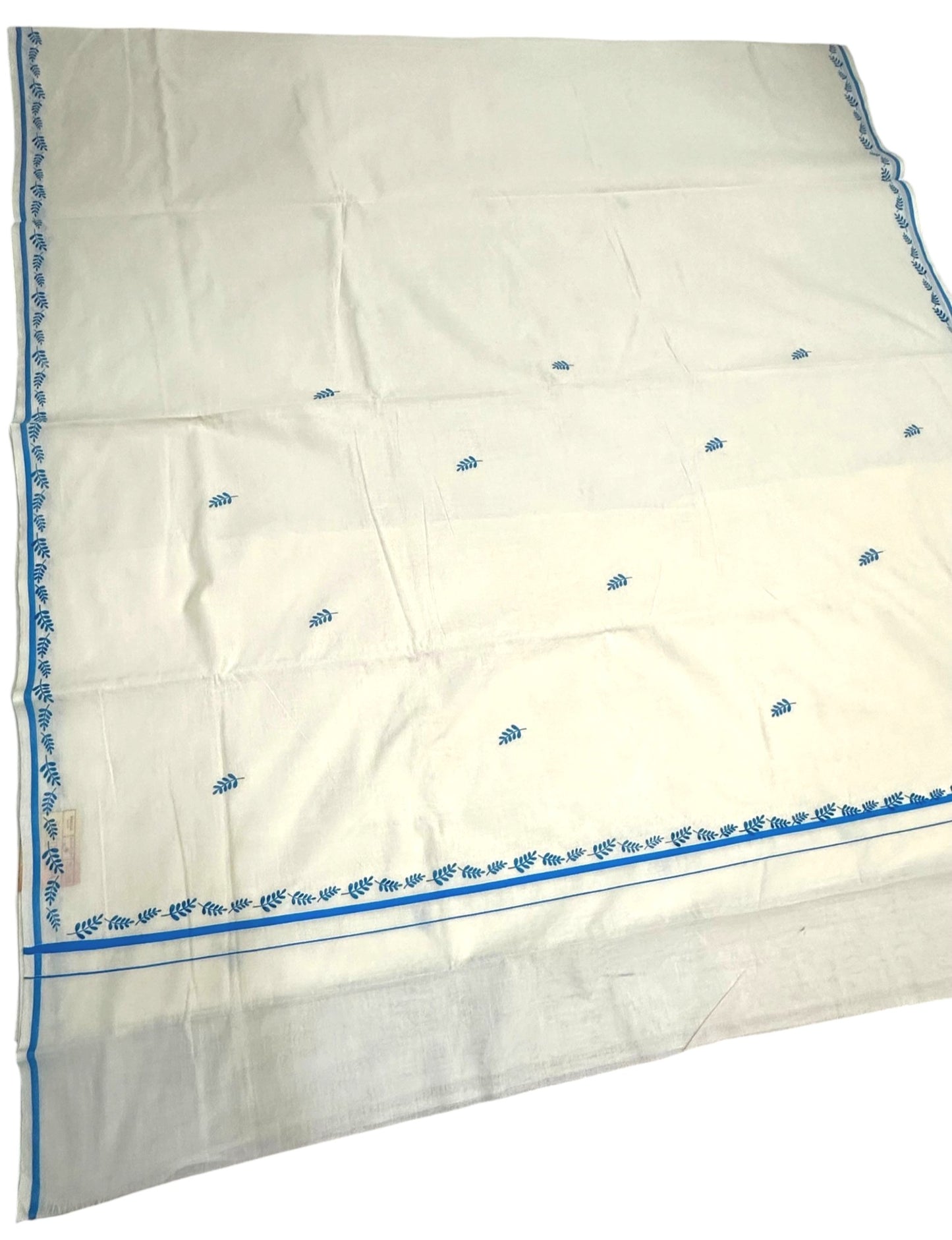 Southloom Cotton Kerala Saree With Blue Prints On Border SL501