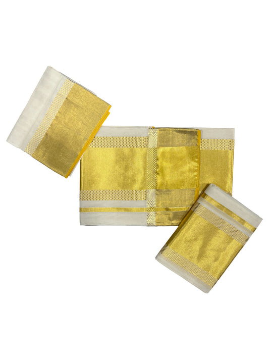 Southloom Premium Handloom Set Mundu with Kasavu and Golden Border (2.80 Mtr)