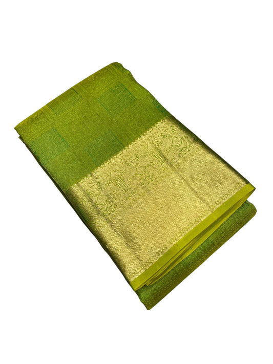 Southloom Pure Handloom Bridal Kanchipuram Silk Saree with Korvai Work (Green)