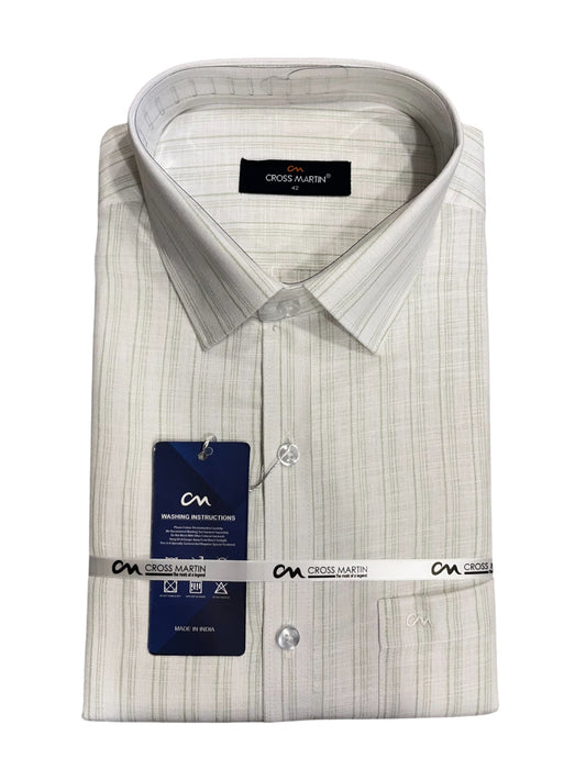 Southloom Pure Cotton Green Lines Shirt(XL FS)