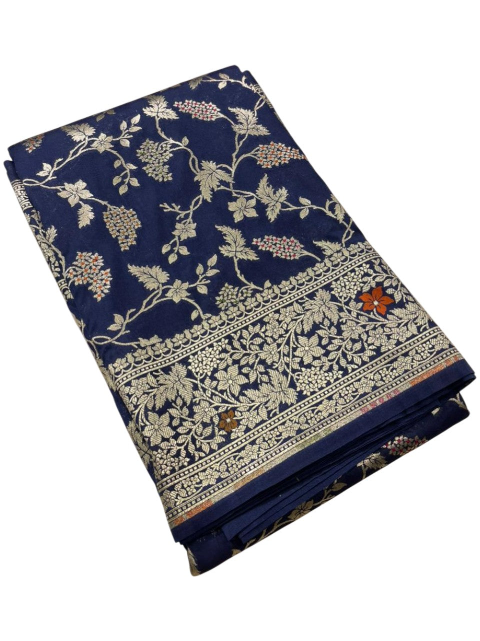 Southloom Pure Banarasi Silk Saree with Woven Work on Body and Borders (Blue)