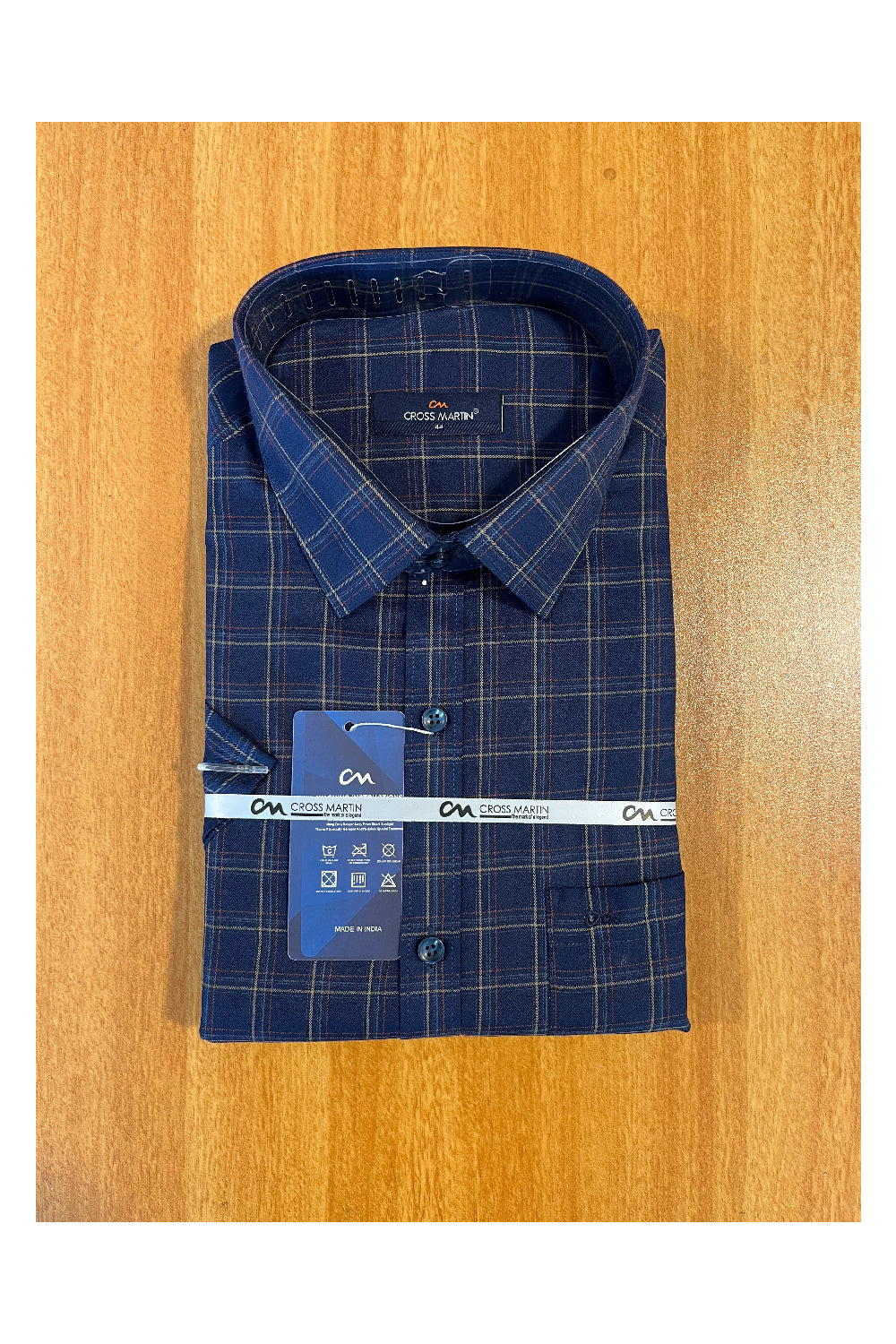 Pure Cotton Blue Check Shirt (44 HS)