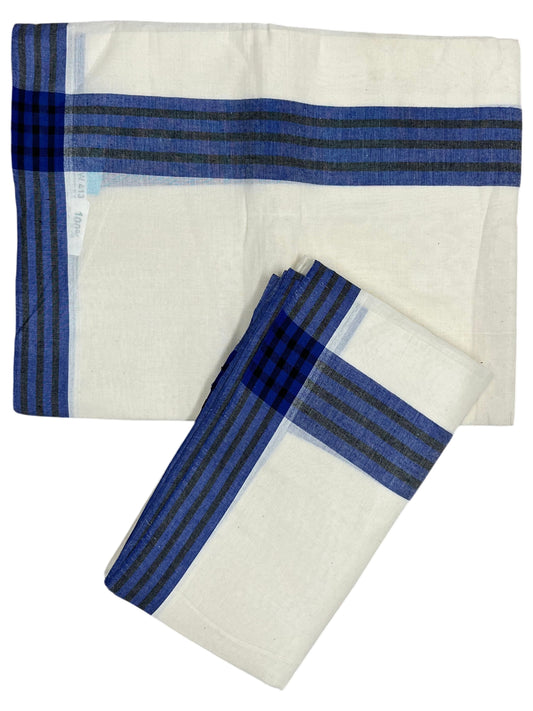Southloom Kerala Mulloth Cotton Single Mundum Neriyathum with Multicolor Border In 2.80 Mtrs