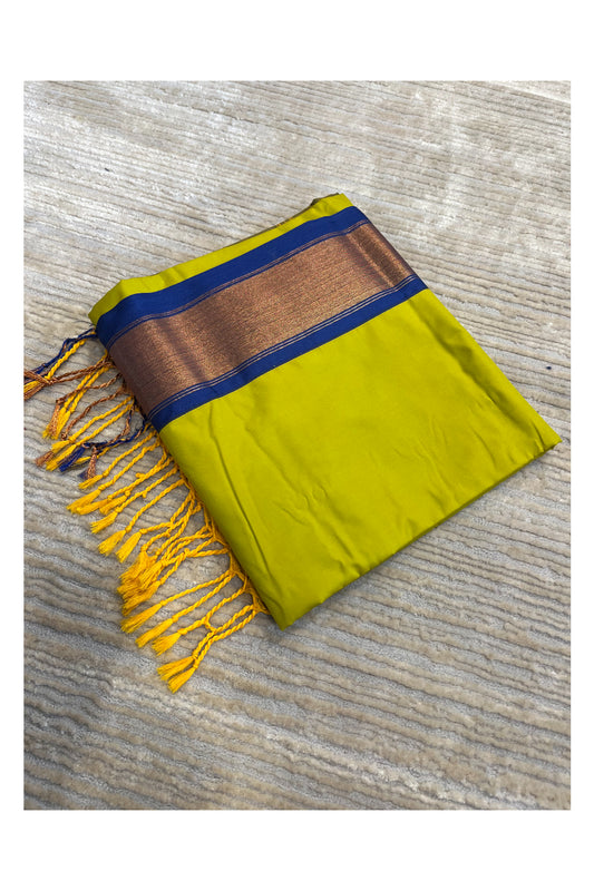 Southloom South Silk Pattu Saree With Green Body and Blue Pallu