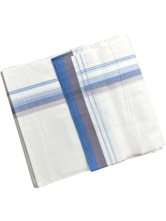 Southloom Pure Cotton Mundu with Blue Border (South Indian Kerala Dhoti)