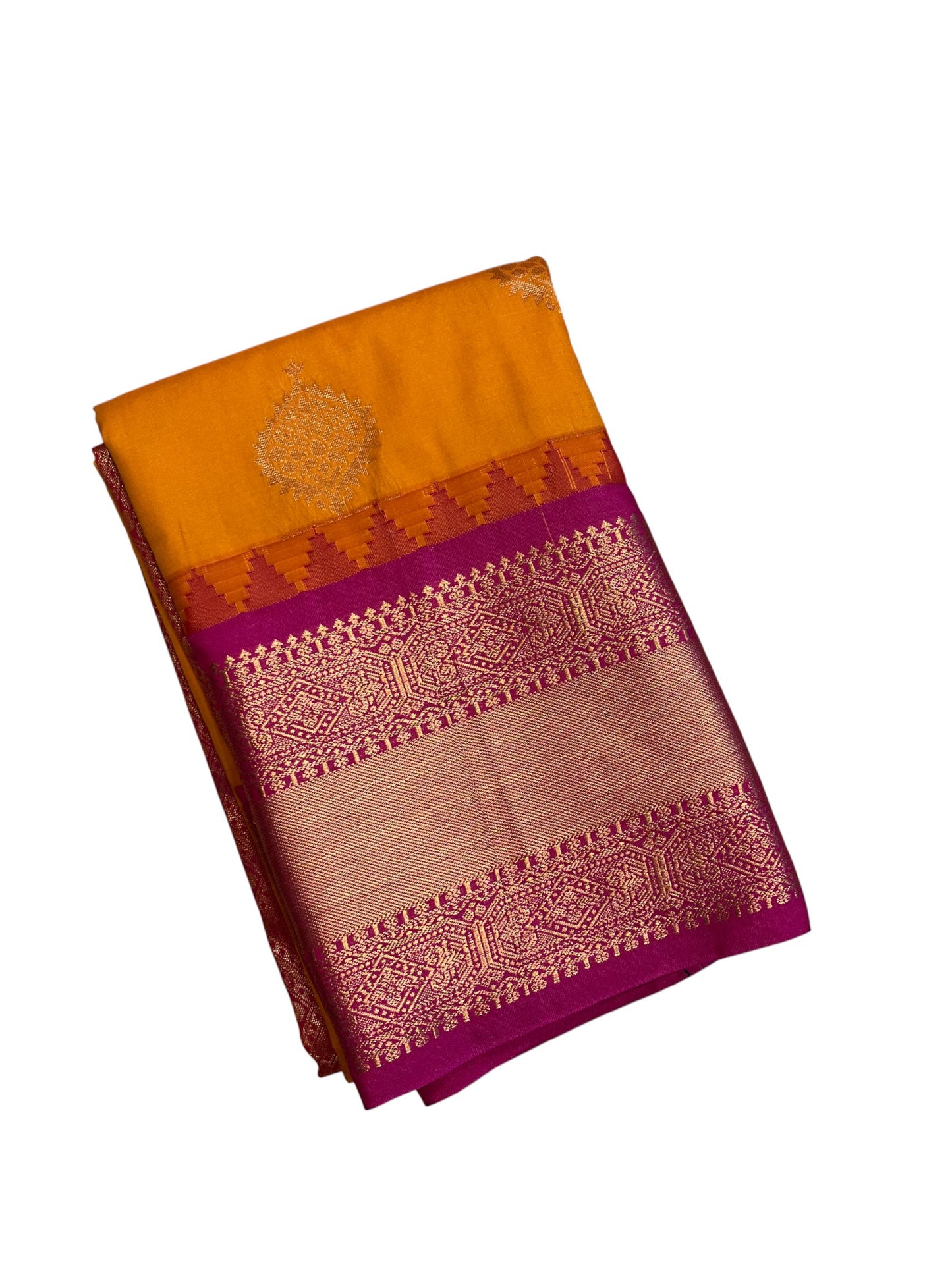 Southloom Banarasi Semi Silk Saree with Woven Work on Body (Orange)