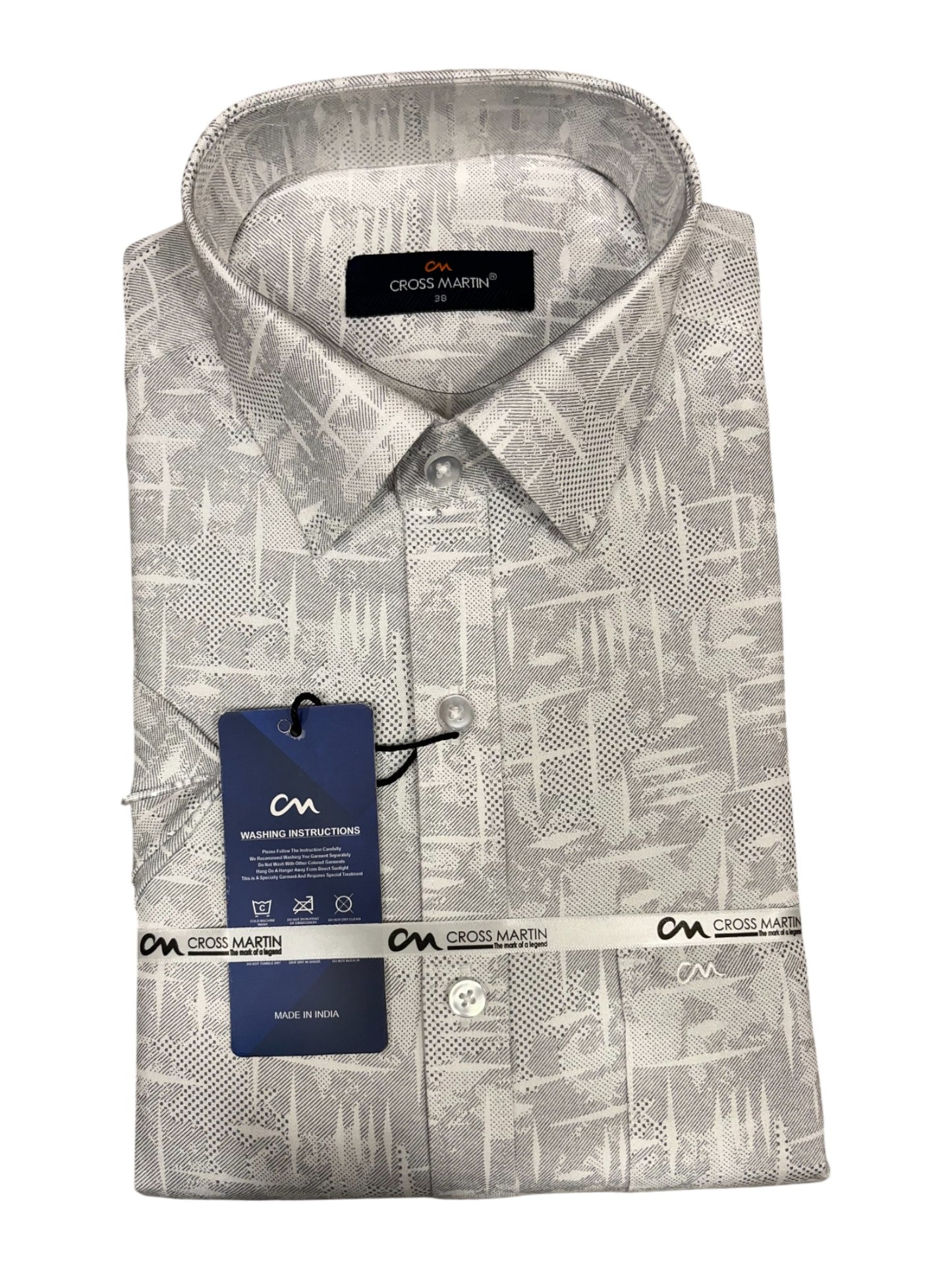 Southloom Pure Cotton Gray Printed Shirt (38 HS)