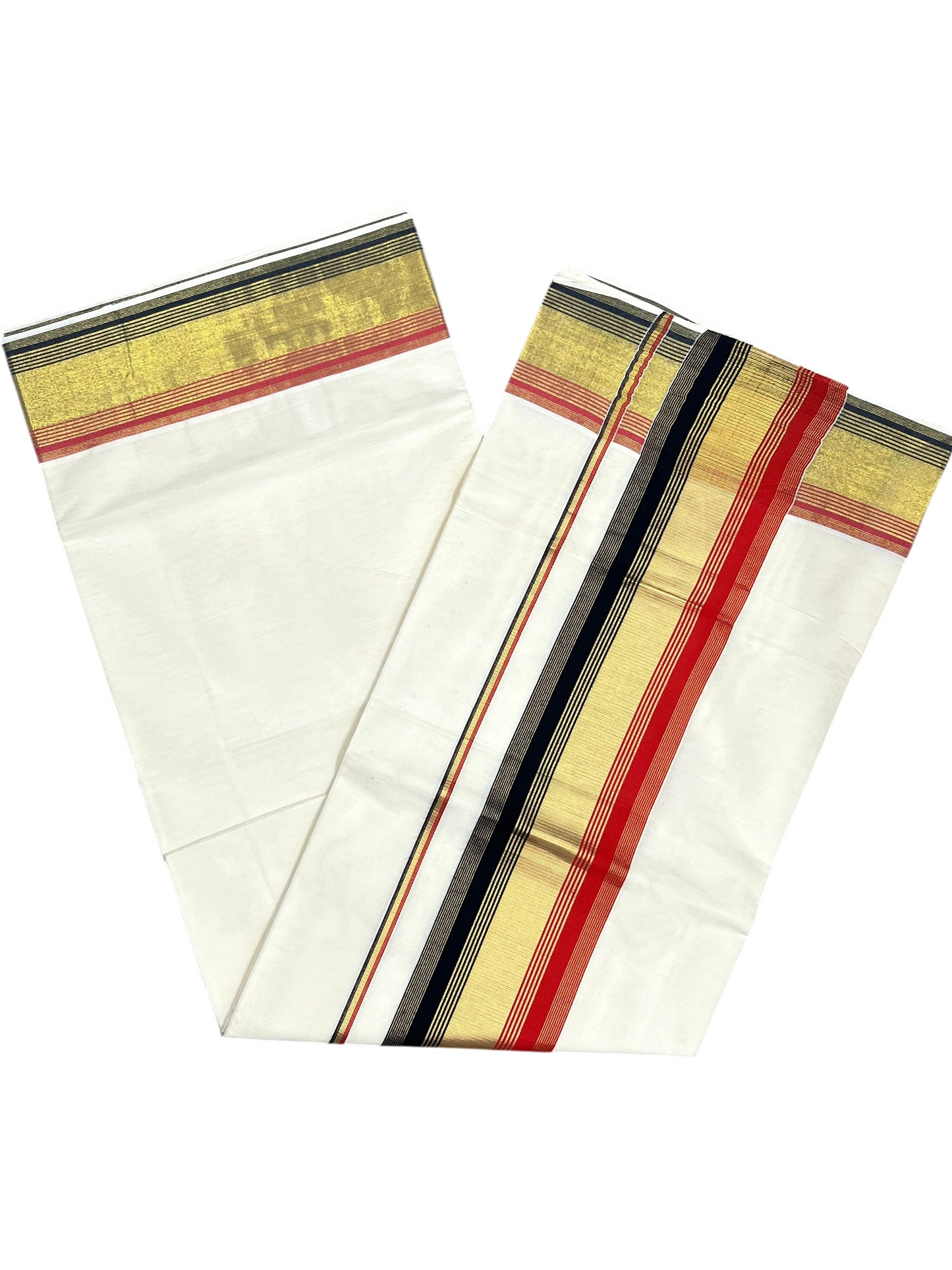 Southloom Kerala Cotton Kasavu Saree with Black And Orange Border