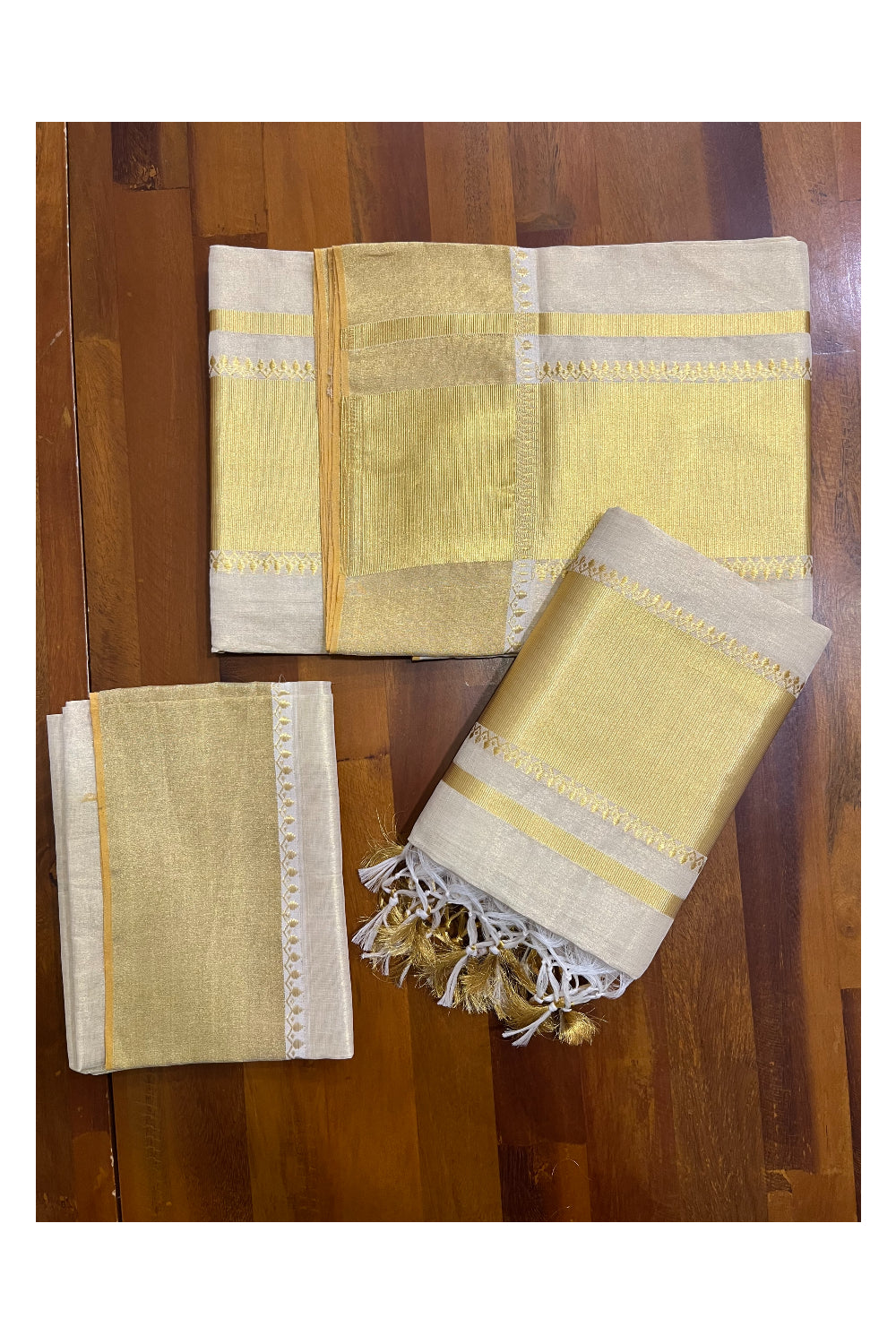 Southloom Super Premium Balaramapuram Handloom Tissue Unakkupaavu Wedding Pudava Set Mundu 2.80 Mtrs (with Matching Blouse Piece)