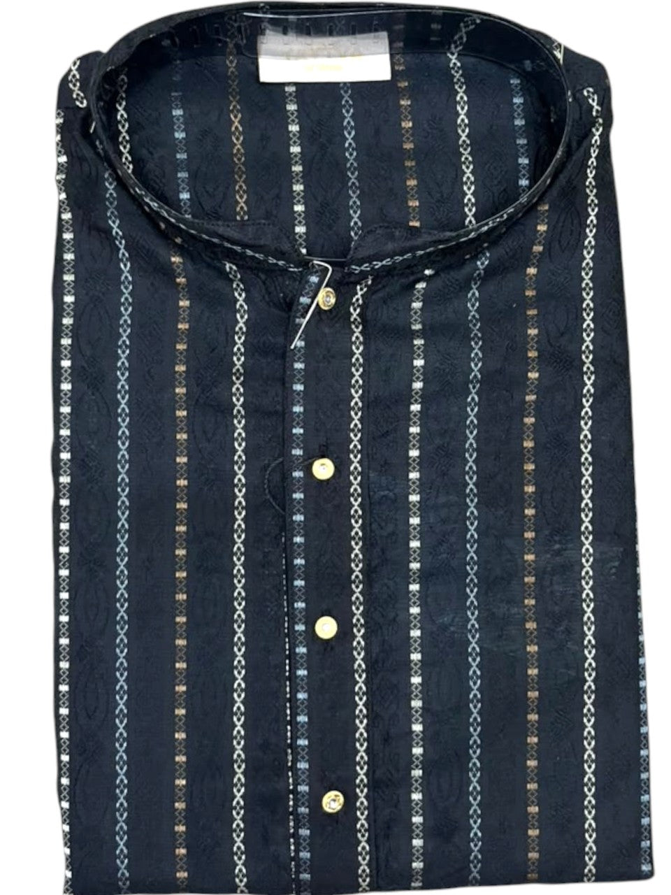Southloom Black Woven Semi Silk Short Kurta for Men SL590