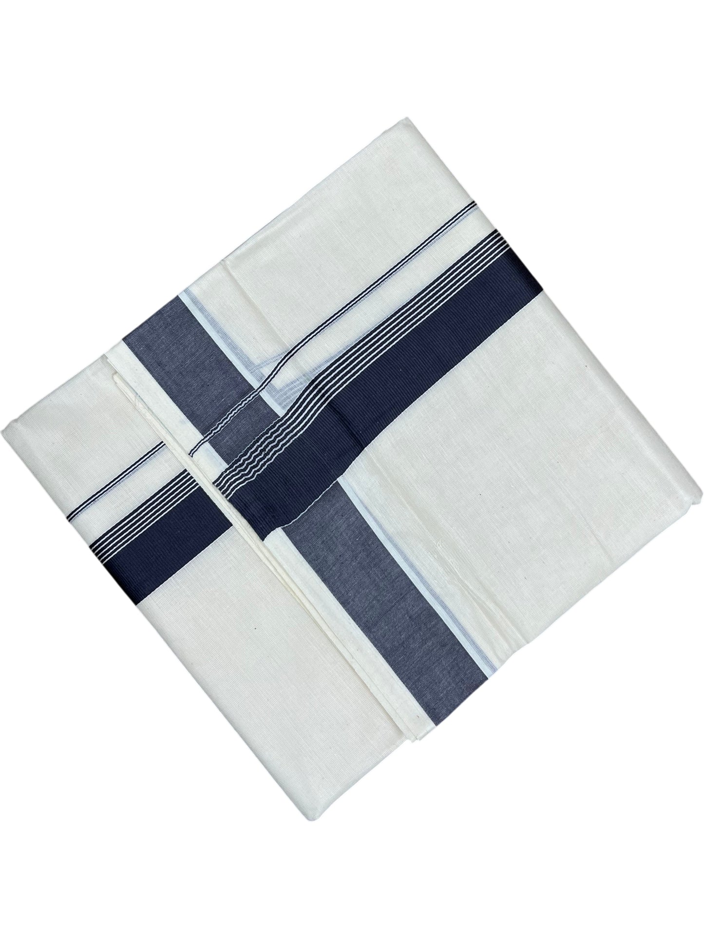 Southloom Pure Cotton Mundu with Grey Border (South Indian Kerala Dhoti)