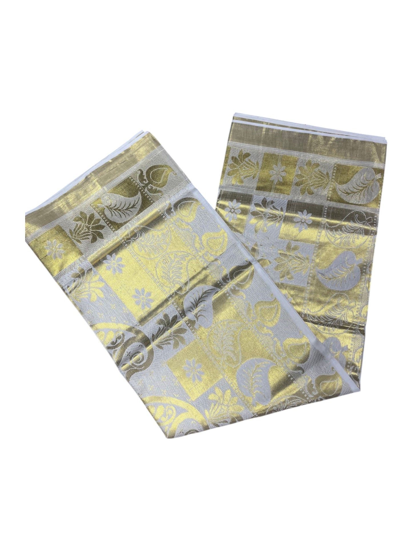 Southloom Kerala Cotton Heavy Paisley Woven Work Kasavu Saree