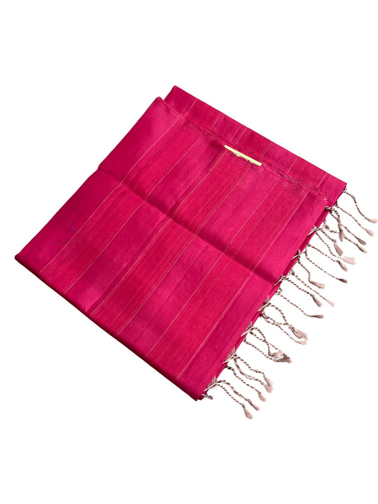 Southloom Pure Handloom Bridal Kanchipuram Silk Saree with Korvai Work (Magenta & Grey)
