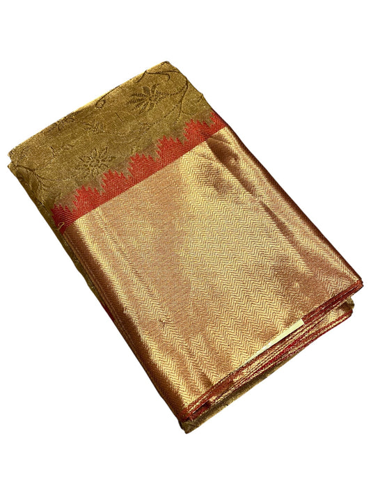 Southloom Pure Handloom Bridal Kanchipuram Silk Saree with Korvai Work