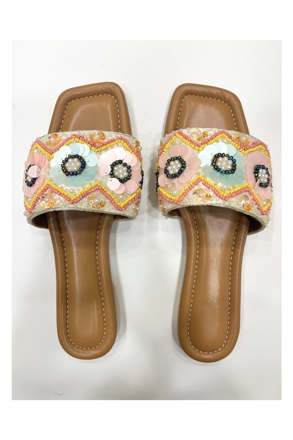 Southloom Jaipur Handmade Bead Work Open Toe Flat Sandals