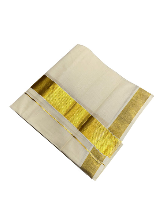 Southloom Kerala Pure Cotton Double Mundu with Gold Border (South Indian Dhoti)
