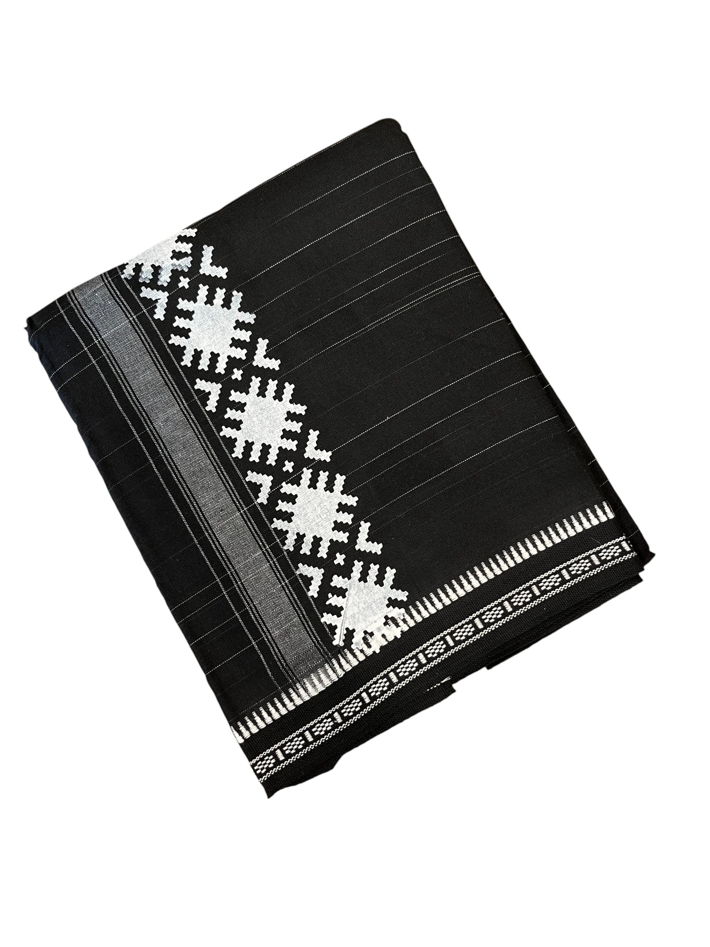 Southloom Black Printed Single Mundu / Otta Mundu / Lungi (South Indian Kerala Dhoti)