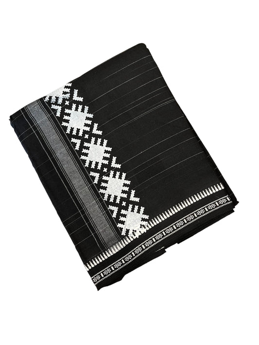 Southloom Black Printed Single Mundu / Otta Mundu / Lungi (South Indian Kerala Dhoti)