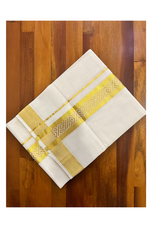 Southloom Premium Handloom Wedding Mundu with Kasavu Woven Border (South Indian Kerala Dhoti)