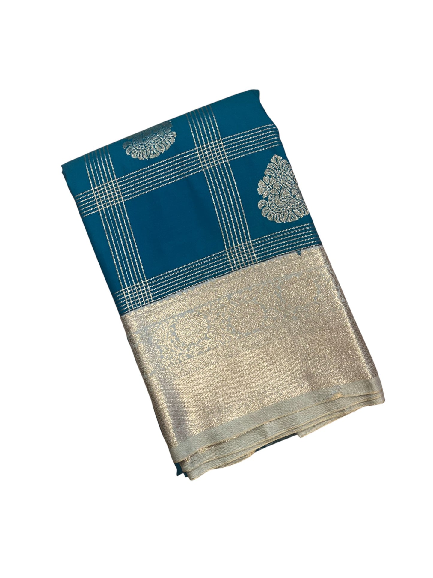 Southloom Banarasi Semi Silk Saree with Woven Work on Body(Blue)