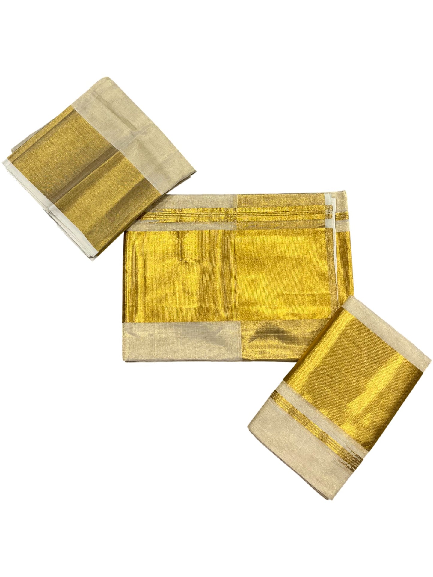 Southloom Premium Handloom Set Mundu with Kasavu and Golden Border(2.80 Mtr)