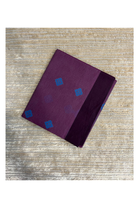 Southloom Kerala Cotton Saree with Floral Woven Works Across Body in Violet