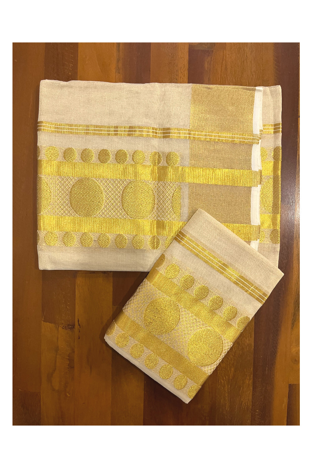 Southloom Premium Handloom Tissue Single Set Mundu with Kasavu Woven Design Border