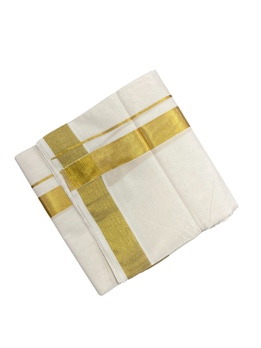 Southloom Kerala Pure Cotton Double Mundu with Kasavu Kara and Border (South Indian Dhoti)
