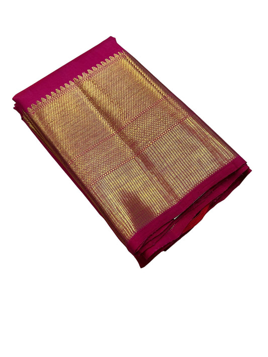 Southloom Premium Bridal Handloom Kanchipuram Silk Saree With Pallakku Design & Butta Works (Magenta )